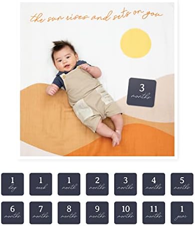 Lulujo Baby’s First Year Milestone Blanket and Card Set | 40in x 40in (Sunrise) by Lulujo