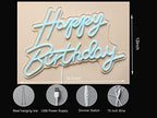 LED Neon Happy Birthday Sign Night Light Birthday Party Decorations Ice Blue USB Operated Decorative for Backdrop Party Bedroom Wall Décor 5v - Image 4