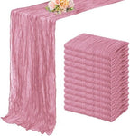12 Pack Dusty Rose 10FT Cheesecloth Table Runner 20 x 120 Inch Long Rustic Gauze Fabric Cheese Cloth Table Runner for Wedding Bridal Baby Shower Table Decorations Boho Sheer Birthday Party Table Decor by FoliafeelHome