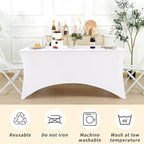 Fixwal 10 Pack 6FT White Tablecloth Rectangle Spandex Fitted Table Cover - Image 5