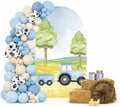 Arch Backdrop Covers 6.5x3.3ft(HxW) for Blue Barn Farm Truck Birthday Party Decorations Double-Sided Chiara Arched Stand Fabric Cover Kids Baby Shower Parties Tablecloth Props by HISDH