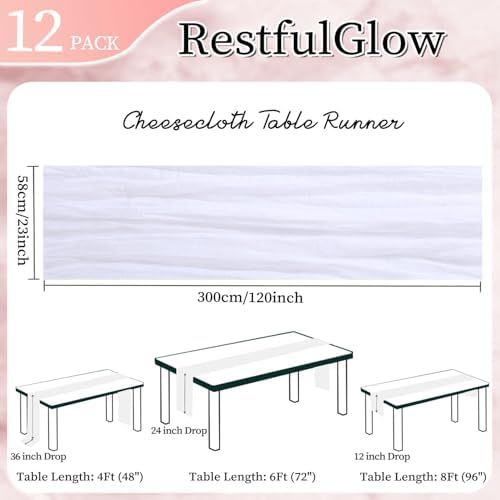 12 Pack White Cheesecloth Table Runner 10Ft 23 x 120 Inch - Image 2