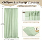40ft x 10ft Sage Green Backdrop Curtains, Wrinkle-Free Sheer Chiffon Fabric Backdrop Drapes for Wedding Arch Party Ceremony Stage Photo Decoration - Image 5