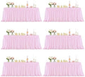 Baby Pink Table Cloth Spandex Table Covers 8ft Fitted Tulle Tablecloth Rectangular Desk Skirt Stretch Light Pink Table Cloths Covers Party Banquet Birthday Baby Shower Wedding Table Cloth, 6 Pack by HBBMAGIC