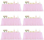 Baby Pink Table Cloth Spandex Table Covers 8ft Fitted Tulle Tablecloth Rectangular Desk Skirt Stretch Light Pink Table Cloths Covers Party Banquet Birthday Baby Shower Wedding Table Cloth, 6 Pack by HBBMAGIC