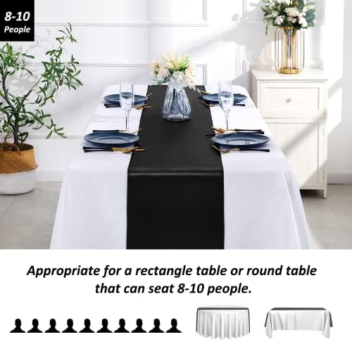 SiinvdaBZX 24 Pcs Black Satin Table Runner 12 x 108 inches Long - Image 3