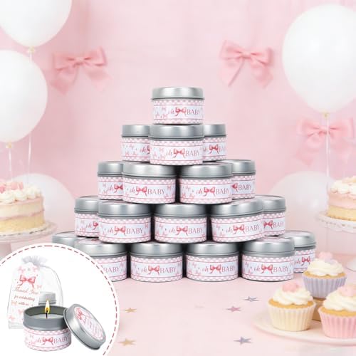 50Set Baby Shower Candle Party Favors Pink Bow Lavender Scented Candles Bulk Favors for Guests Girl Boy Baby Shower Gender Reveal Party Gifts (Pink Bow) - Image 7