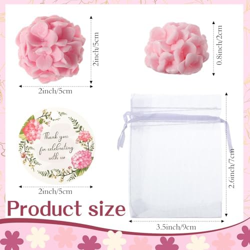 Demissle 24 Pack Flower Soap party Favors for guest, Hydrangea, Pink - Image 2