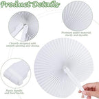 MCEAST 100 Pack White Folding Handheld Paper Fans, Wedding Favor Fans - Image 3