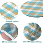 Blue and White Diamond Shape Print Oval Tablecloth Fitted Leakproof & Sturdy Washable for Mother's Day Father's Day Valentine's Day Fits for 54" x 76" Oval Table - Image 5