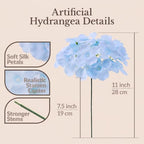 50PCS Blue Mix Hydrangea Artificial Flowers with Stronger Bendable Stems - Image 3