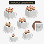 Garvee 6-Piece White Stackable Display Risers for Desserts – Multi-Sized Food Stands for Bakery, Wedding, Buffet, and Retail Display (Nesting & Space-Saving) - Image 2