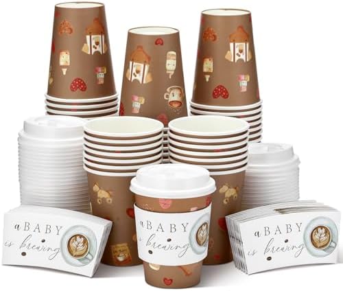 Vesici 60 Pcs 14oz A Baby Is Brewing Coffee Cups Decorations by Vesici