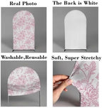 Peach Pink Floral Arched Backdrop Covers Double-Sided Stretchy Arch Stand Cover for Girls Birthday Baby Shower Fiesta Party Decoration Supplies(No Stand!) - Image 3