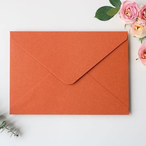 50PCS A7 Burnt Orange Envelopes, 5.3×7.6'' Floral Liner Envelopes - Image 7
