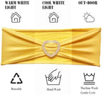Yellow Chair Sashes 60 Pack Spandex Yellow Sashes for Chairs Universal Chair Sashes Bands with Heart Buckle Slider for Wedding Banquet Party Decorations - Image 4