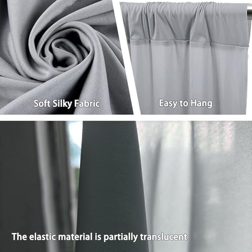 10 x 7 Feet Grey Backdrop Curtain for Partie, Background Curtains for Photoshoot, Birthday, Wedding, Halloween, Thanksgiving, Christmas Day, New Year Party Decorations 5Ft x 7Ft, 2 Panels - Image 3
