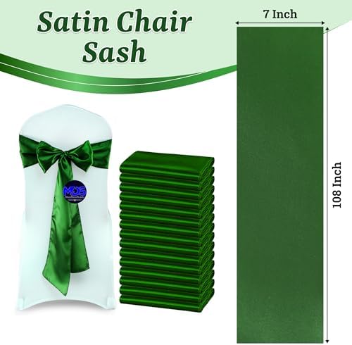 MDS® Pack of 300 Satin Chair Sashes for Wedding & Events – Green - Image 3