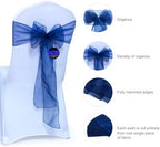 MDS Pack of 100 Organza Chair Sashes for Wedding & Event Décor – Navy Blue - Image 3