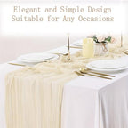 16 Pack Ivory Cheesecloth Table Runner 20 x 120 inch Gauze Table Runners 10 FT Long,Semi Sheer Cheese Cloth Fabric Table Runner Bulk for Wedding,Party,Baby Shower,Bridal Shower Decoration - Image 4