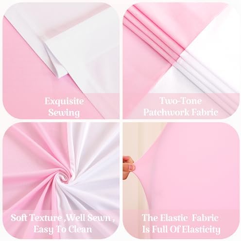 Set of 3 Arch Backdrop Covers(7.2ft, 6.6ft, 6ft) - Premium Stretchy Spandex Backdrop Arch Stand Cover for Baby Shower,Wedding,Party Decor Chiara Cover with Double-Sided Design(Pink, White) - Image 6