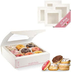 Pack of 10 Bakery Boxes (White Leather, (10.23" x 10.23" x 2.75")) by BoxesCraftory