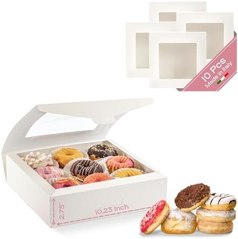 Pack of 10 Bakery Boxes (White Leather, (10.23" x 10.23" x 2.75")) by BoxesCraftory