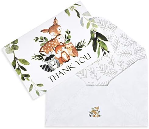 All Ewired Up Boxed Sets: 50 Pack Watercolor Woodland Greenery Thank You Cards, 25 Invitations, 25 Diaper Raffle Cards and 25 Books For Baby Inserts - Image 3