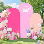 Pink Arch Backdrop Cover 7.2FT 6.6FT 6FT Wedding Arched Covers Stretchy Backdrops Set of 3 Spandex Arch Stand Covers Chiara Backdrop Cover for Arches Stand Birthday Party Baby Shower Graduation Decor - Image 4