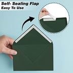 Darling Souvenir A6 Dark-Green Invitation Envelopes (4 3/4 x 6 1/2) Euro V-Flap 80 LBS Self-Adhesive Perfect for Weddings, Birthday, Baby Shower,Greeting Cards -Packs & Colours Available - Image 5