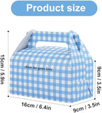 Yiksonyo 100 PCS Paper Treat Boxes, 6.4 x 3.5 x 3.5 inches Blue Gingham Party Favor Boxes for Birthday, Baby Shower, Wedding, and Christmas,Paper Goodies Boxes with Handles for Treats, Candy - Image 2