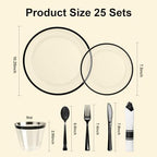 BESTSTAR 175 PCS Clear and Black Disposable Plastic Plate Set for 25 Guests - Image 4