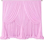 30ft x 10ft Pink Backdrop Curtains, Wrinkle-Free Sheer Chiffon Fabric Photo Backdrop Drapes for Wedding Arch Party Ceremony Stage Photography Decorations by WishCare
