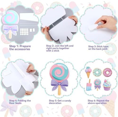 7 Pcs Large Candyland Party Decorations with Stands, Dessert Props - Image 5