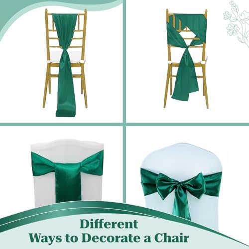 MDS® Pack of 75 Satin Chair Sashes for Wedding & Events – Emerald Green - Image 4