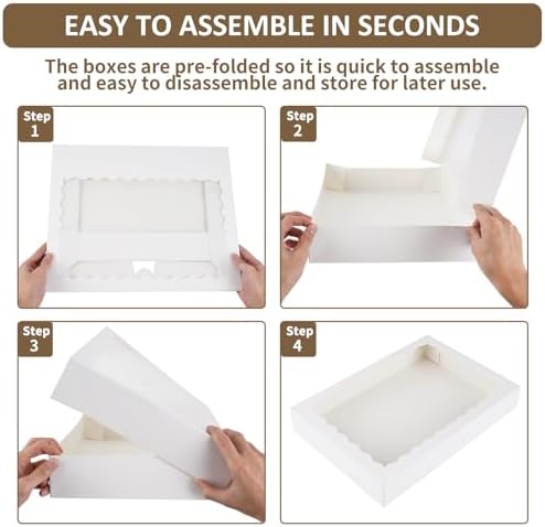 Moretoes 40pcs Large Bakery Boxes 16x11x2.5 Inches Cookie Boxes with Window - Image 4