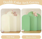 Green Beige Arch Backdrop Covers Set of 3 Wedding Arch Covers Stretchy Backdrop Baby Shower Birthday Party Arches Cover 6FT 6.6FT 7.2FT Arch Stand Cover Spandex Bridal Shower Decoration - Image 2