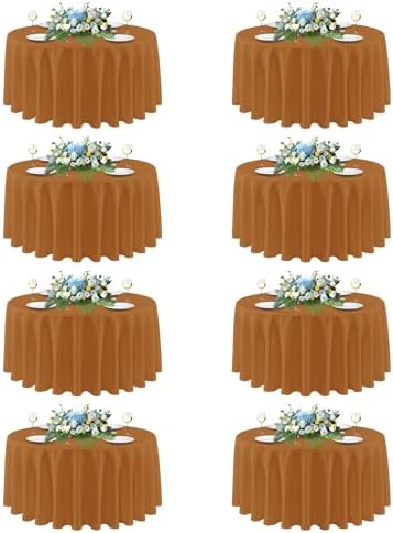 sancua Thanksgiving Round Tablecloth 108 Inch, 8 Pack Light Brown Bronze by sancua