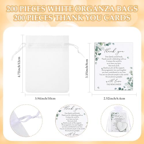 Threlaco 150 Sets Wedding Favors for Guests Bulk Mini Heart Shaped Candles Wedding Party Favors for Guests with Thank You Cards and Organza Bags Bridal Shower Party Souvenir Candle Gifts - Image 3