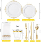 Hioasis 350 Pcs White Gold Plates for Wedding - Image 2