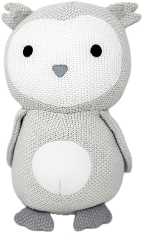 Monthly Baby Milestone Knit Cotton Stuffie with Wooden Discs, Newborn Photography Prop, Announcement Sign by Sawyer & Eloise (Owl) - Image 3