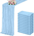 Light Blue Boho Cheesecloth Table Runner 12 Pack 17x108 Inch Sheer Gauze by Unknown