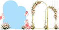 Set of 2 Metal Arch Backdrop Stands with Baby Blue Covers, 6/7.2FT by Laxwuqu