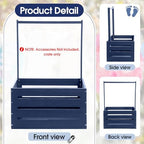 Suzile Baby Shower Crate Wooden Closet Baby Basket Gift,Navy Blue - Image 2