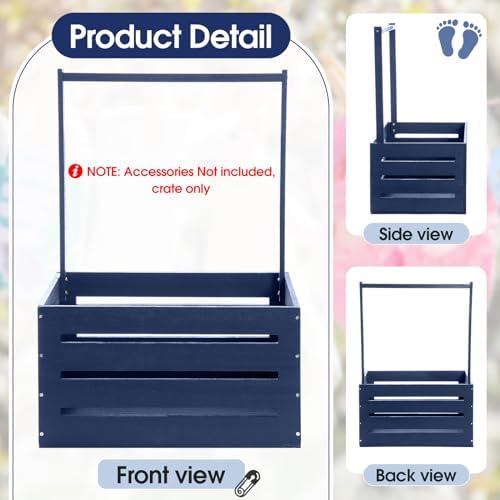 Suzile Baby Shower Crate Wooden Closet Baby Basket Gift,Navy Blue - Image 2