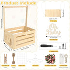 Wooden Baby Shower Crate Closet, 16.93In×11.82In×23.82In,Personalized Baby Gift Basket with Adjustable Handle, Unique Newborn Gift for Boys & Girls, Baptism,Birthday - Image 3