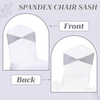 MDS Pack of 150 Spandex Chair Sashes Without Slider Buckles – Light Silver - Image 4