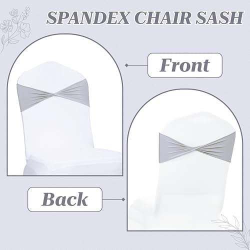 MDS Pack of 150 Spandex Chair Sashes Without Slider Buckles – Light Silver - Image 4