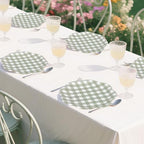 400 Pcs Gingham Party Supplies for 50 Guests Sage Green and White Scalloped Paper Plates and Napkins Knives Spoons Forks Cups Disposable Checkered Dinner Party Set for BBQ Baby Shower Wedding - Image 5
