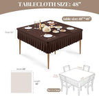 2 Pack Chocolate Spandex Tablecloths for 48x48 Inch Square Tables, Stretch Fitted Table Clothes with Pleated Ruffle Skirt for 48” Table, Wrinkle Free and Elastic, for Party Kitchen Home Dining - Image 4